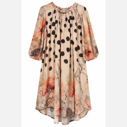 Vanting kjole med print � Beige/Sort
