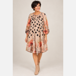 Vanting kjole med print � Beige/Sort