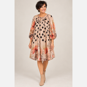 Vanting kjole med print � Beige/Sort