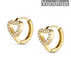 Zirconia Heart Creole �reringe 18K Guldbelagt
