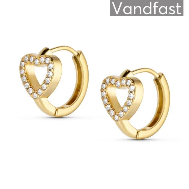 Zirconia Heart Creole �reringe 18K Guldbelagt