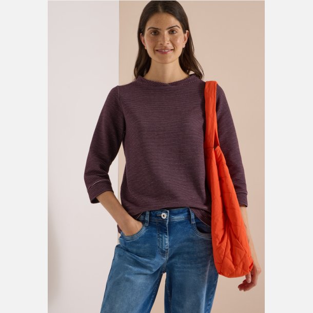 CECIL Ottoman bluse Berry Red med striber  