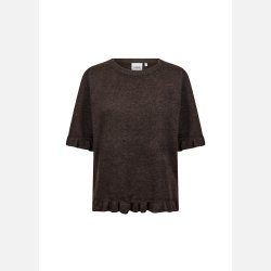 Wasabi Concept strikbluse � Brun med fine fl�sedetaljer