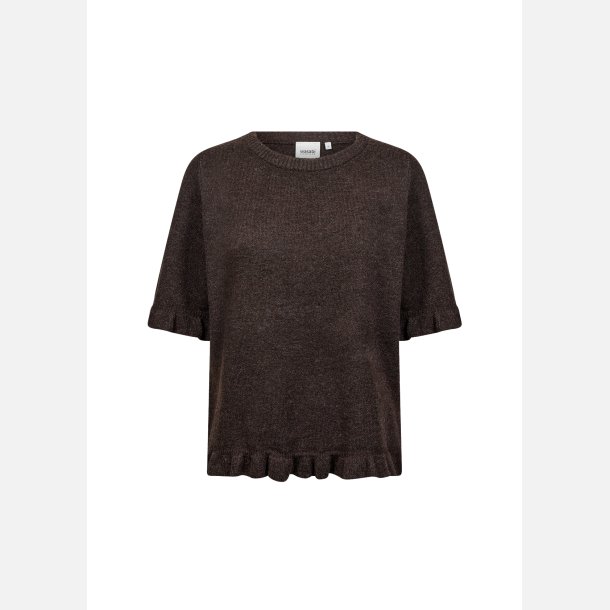 Wasabi Concept strikbluse � Brun med fine fl�sedetaljer