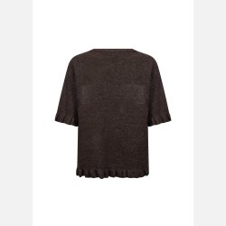 Wasabi Concept strikbluse � Brun med fine fl�sedetaljer
